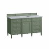 James Martin Vanities Brittany 60in Single Vanity, Smokey Celadon w/ 3 CM Carrara Marble Top 650-V60S-SC-3CAR